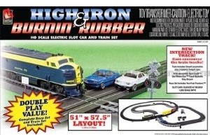 High Iron & Burnin Rubber Train & Racing Set HO Scale