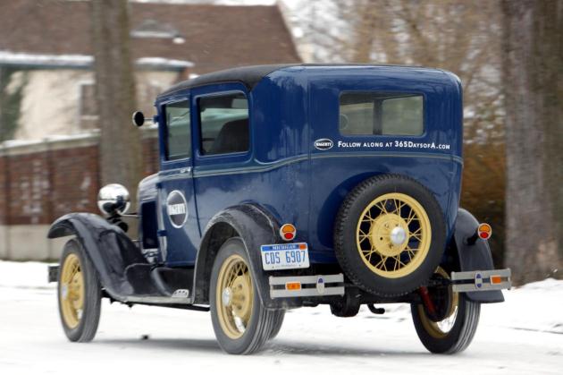 1930 Ford Model A Tudor sedan rear 3/4