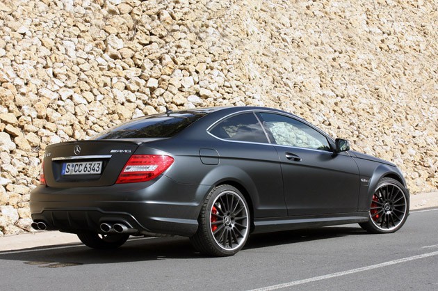 2012 Mercedes-Benz C63 AMG Coupe rear 3/4 view