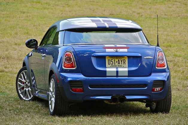 2012 Mini Cooper Coupe rear 3/4 view