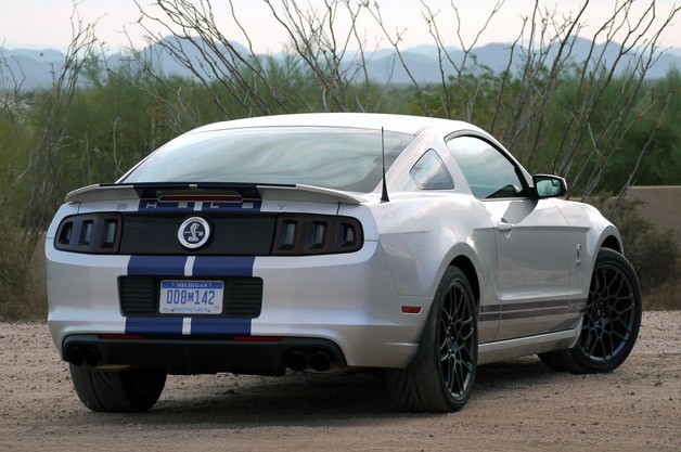 2013 Ford Shelby GT500 rear 3/4 view