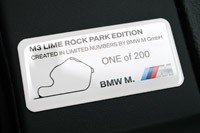 2013 BMW M3 Coupe Lime Rock Edition plaque