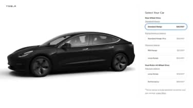 Standard and optional features on the Tesla Model 3