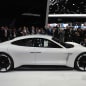 The Porsche Mission E concept, showed off at the 2015 Frankfurt Motor Show, side view.