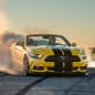 Hennessey Ford Mustang convertible front 3/4 burnout