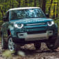2020 Land Rover Defender front blue three wheelin