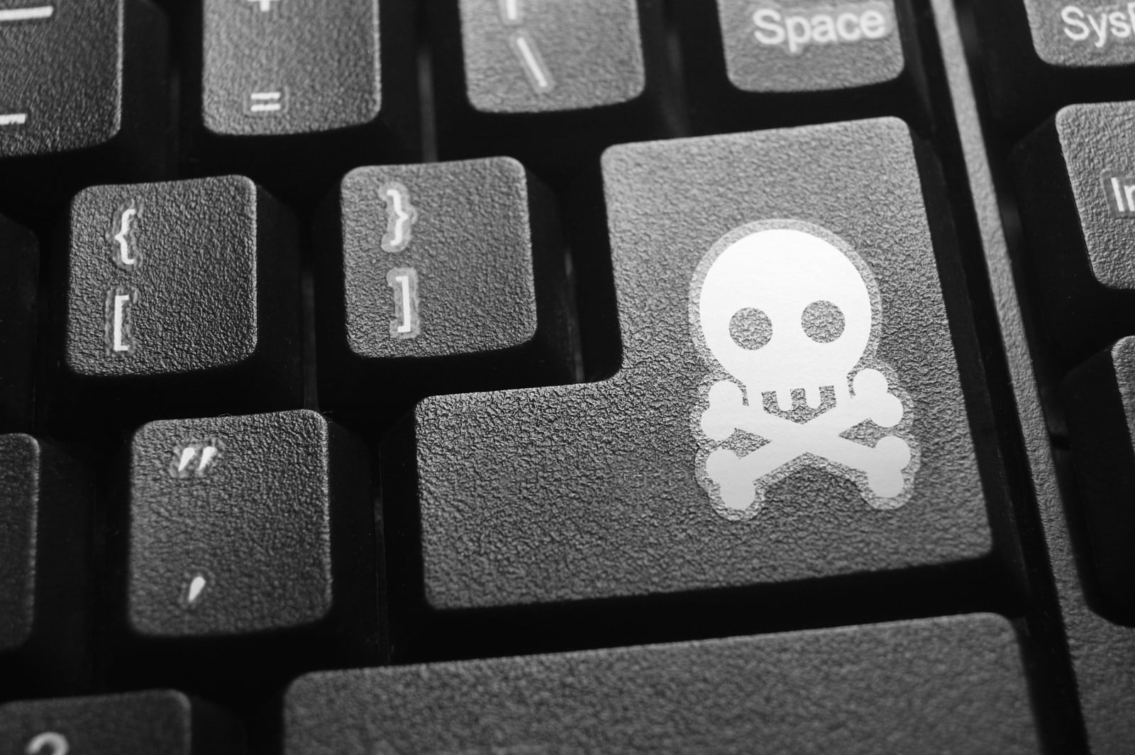 Skull and bones or piracy attack button on the keyboard