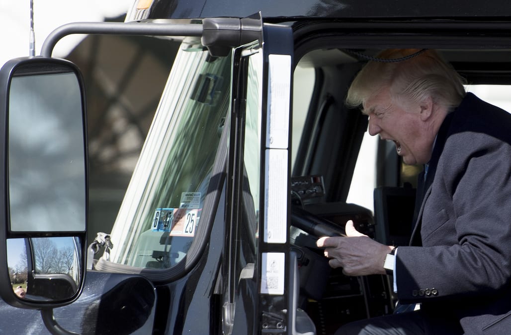 Donald Trump Plays With A Semi Truck In The White House