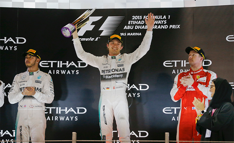 The podium at the 2015 Abu Dhabi Grand Prix.