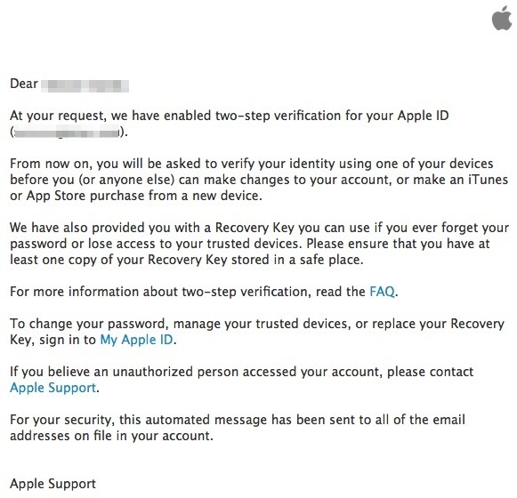 How does Apple's two-step verification system work?