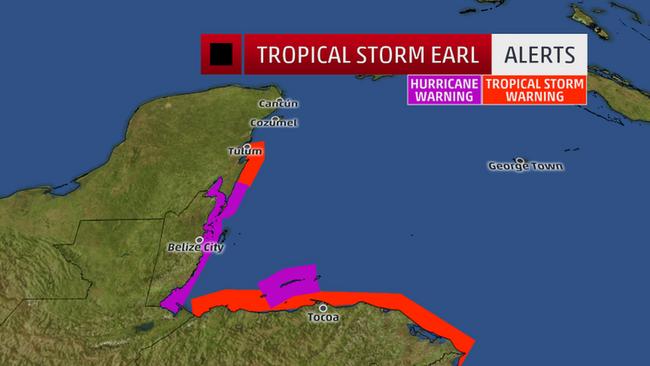 yucatan advisory travel mexico Tropical Earl Hurricane Honduras; Storm warnings brushes