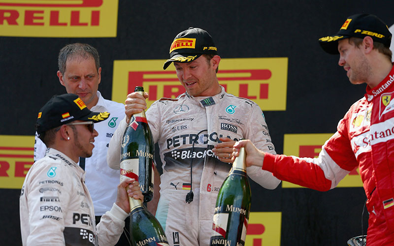 The podium at the 2015 Spanish Formula One Grand Prix.