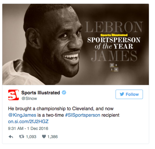 LeBron James named Sports Illustrated's sportsperson of the year AOL News
