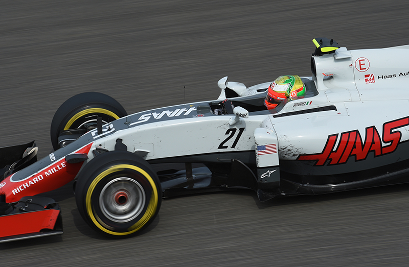 Haas F1 Team's Brazilian driver Esteban Gutierrez takes a corner during the Formula One Chinese Grand Prix in Shanghai.