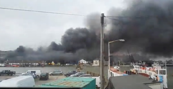 isle of wight fire: ferries stopped as blaze breaks out at