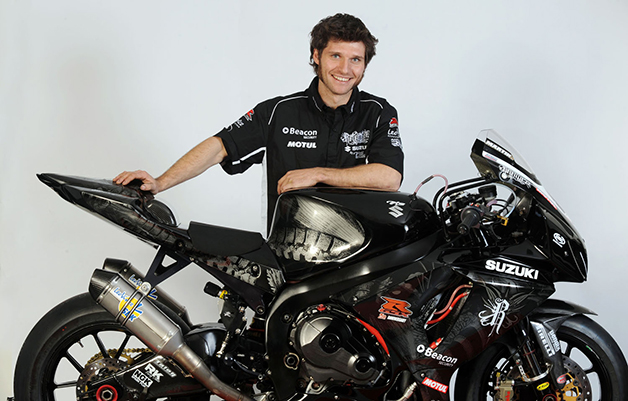 Guy Martin poses with the bike he built himself that he'll use to contest the 2014 Pikes Peak International Hill Climb.