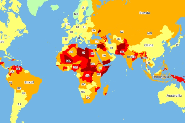 top 100 most dangerous countries to visit