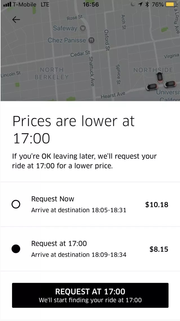 uber cheaper fare wait time feature