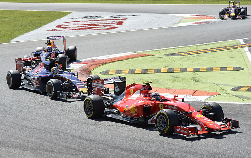 Kimi Raikkonen drives during the 2015 Italian F1 Grand Prix.