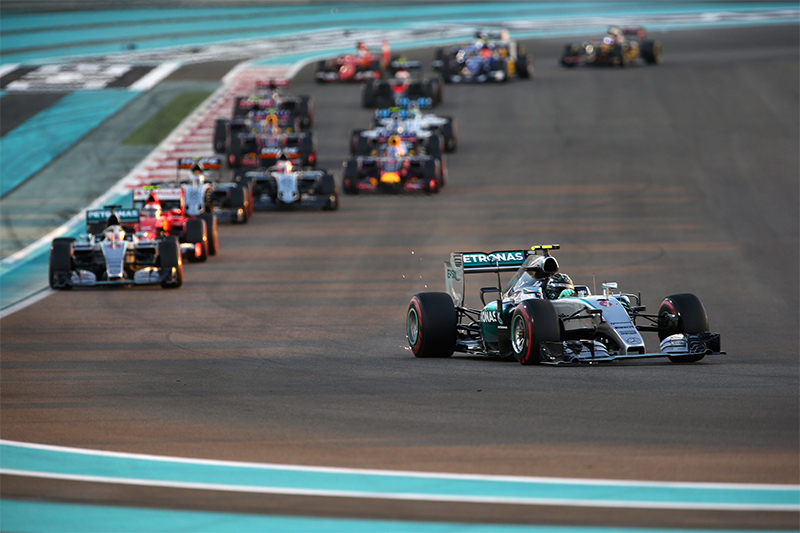 Nico Rosberg leads the 2015 Abu Dhabi Grand Prix.