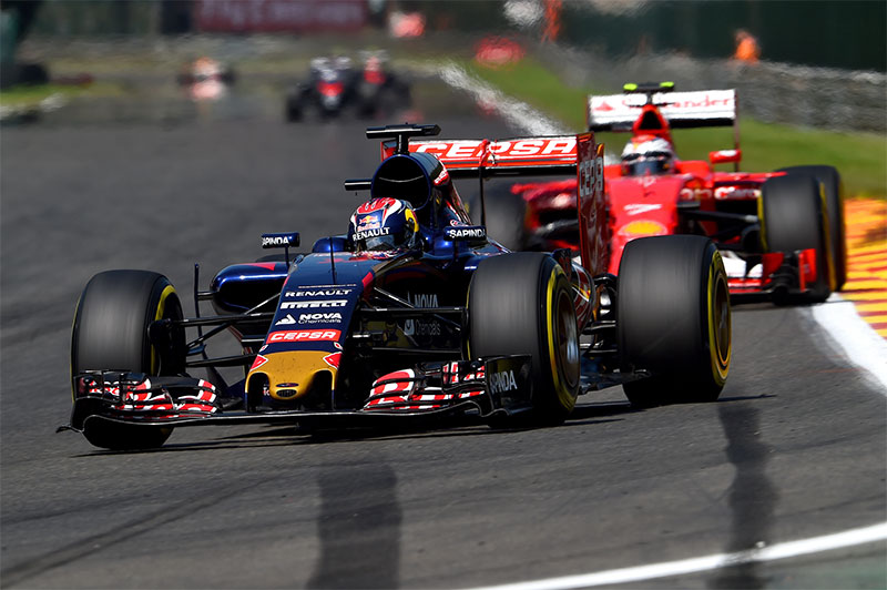 Max Verstappen drives at the 2015 Belgian Grand Prix.