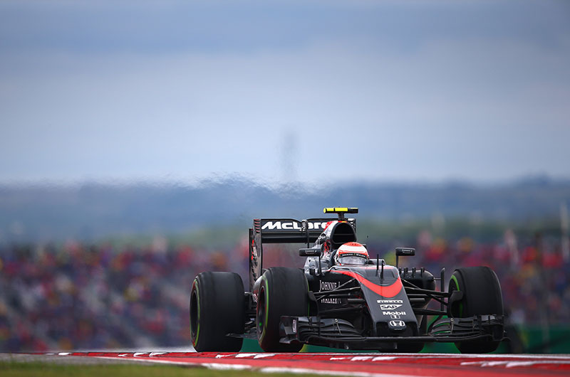 Jenson Button drives during the 2015 US Grand Prix.