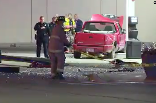 Shocking moment truck crashes into gas station - AOL