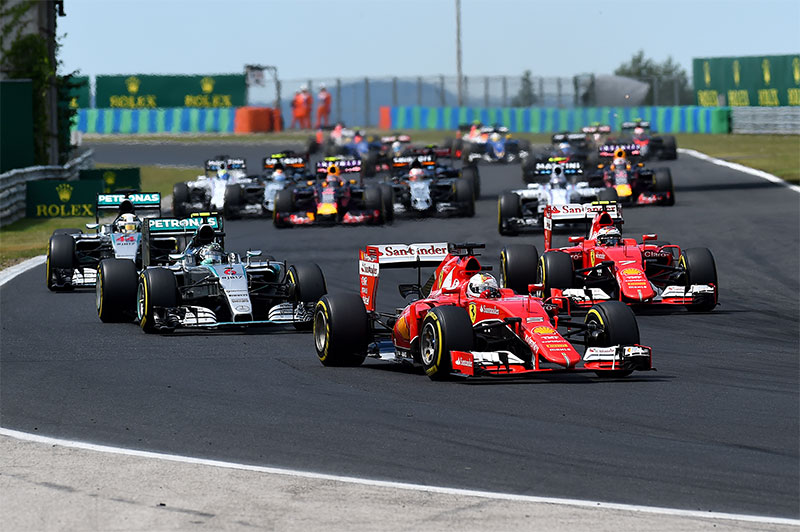 The second corner of the 2015 Hungarian Grand Prix.