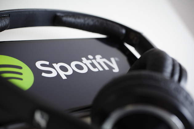 the logo of the music streaming service spotify is displayed on a on picture id670639664