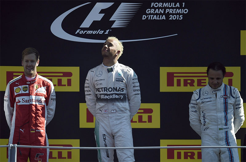 The podium at the 2015 Italian F1 Grand Prix.