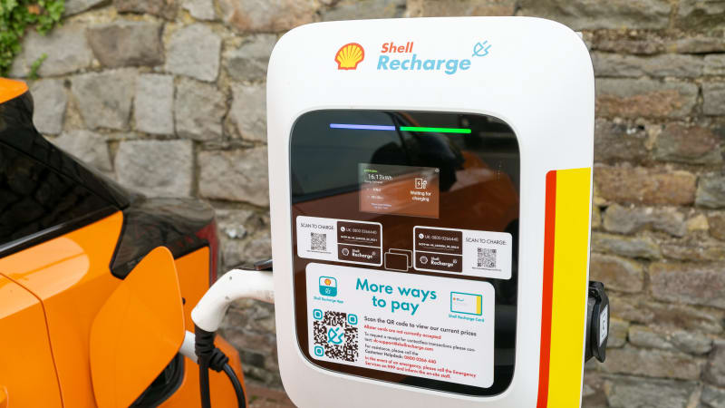 shell recharge electric car vehicle electrical charging point marlborough wiltshire england uk
