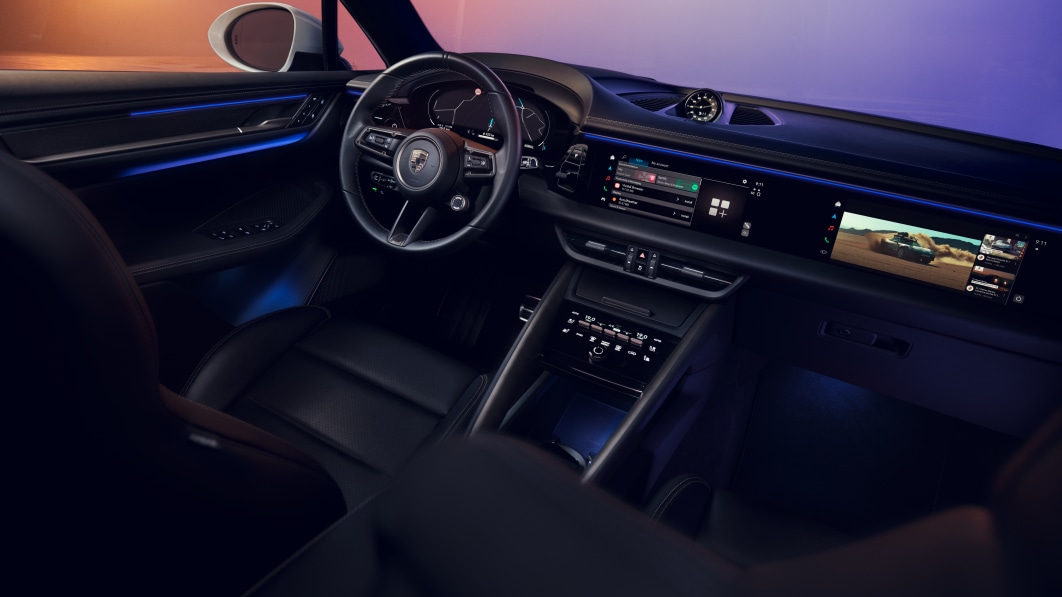 The interior of the Porsche Macan EV is shown, and we go on a high-speed ride