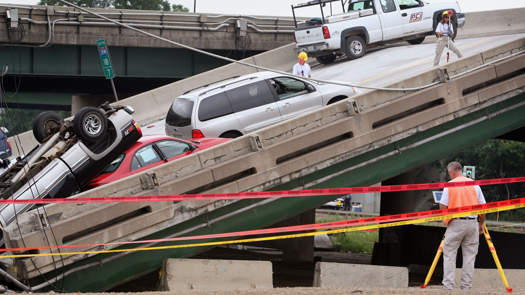 Driving along ... and the roadway vanishes beneath you. What's it like to survive a bridge collapse?
