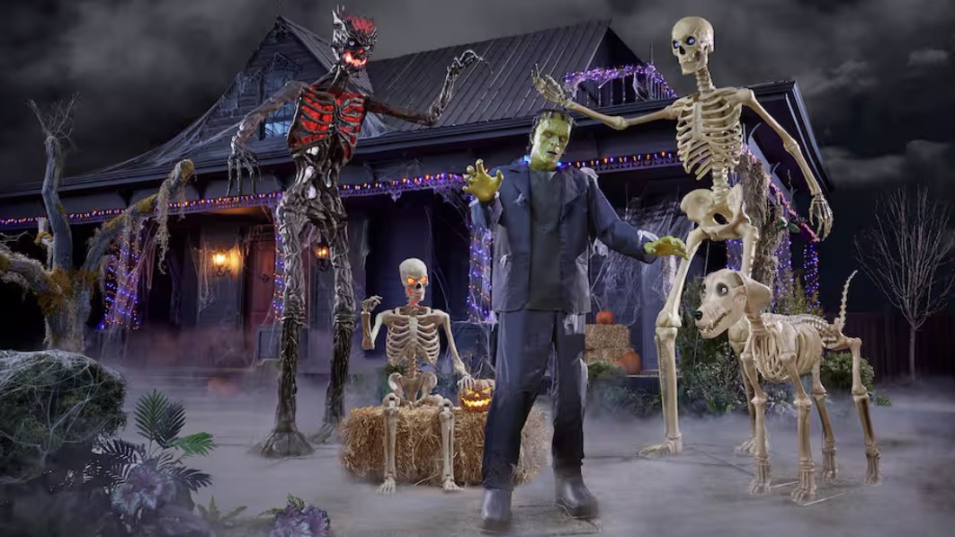image of "Believe it or not, the 12-foot tall Home Depot Halloween skeleton is already on sale"