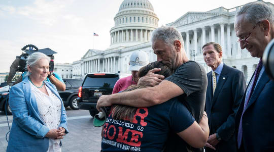 Jon Stewart shares his emotional reaction to signing of veterans health bill