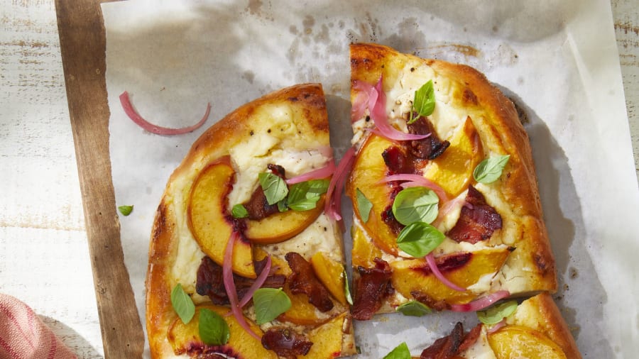 Skip delivery and make peach-and-bacon pizza for dinner tonight