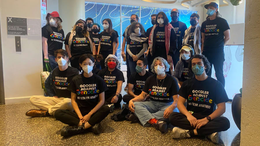 'Googlers against Genocide' arrested after 10 hour sit-in at corporate headquarters: Watch