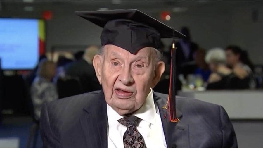 WWII veteran, 100, finally receives his college diploma nearly 60 years after graduation