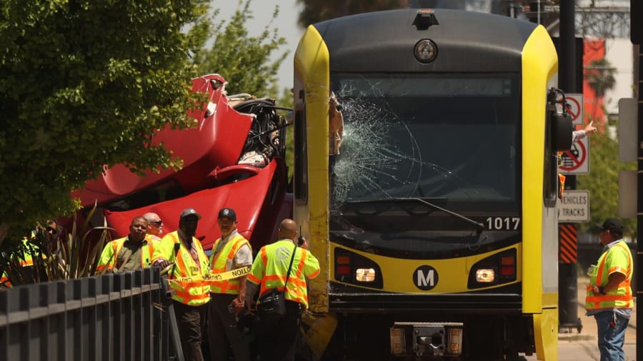 More than 50 are injured when L.A. Metro train, bus collide near USC campus