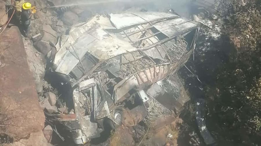 45 people killed as bus plunges off bridge into ravine in South Africa