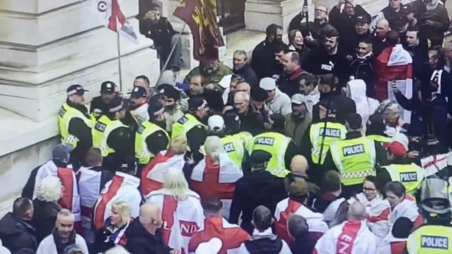 St George’s Day protesters break through cordon and clash with police