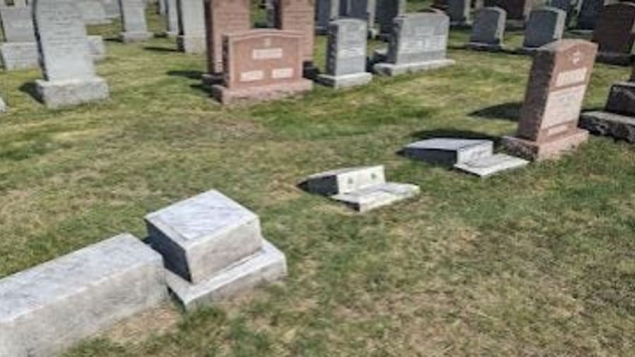 Rabbi decries act of ‘senseless hatred' after dozens of headstones damaged at Jewish cemetery in NY