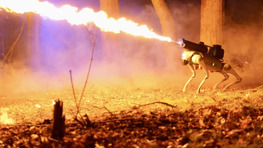 Meet Thermonator, a flame-throwing robot dog with 30-foot range being sold by Ohio company