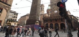Italian officials secure 12th century leaning tower in Bologna to prevent collapse