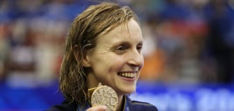 Swimmer Katie Ledecky ties Michael Phelps' record