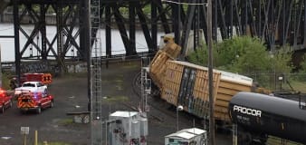 Train derailment shuts down historic bridge in Portland, Oregon