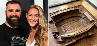 Kylie Kelce Gets Custom Wooden Eagles Stadium Replica Made for Jason’s Retirement: ��Beautiful’