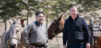 Lord Cameron joins language lesson and pets horses during Mongolia visit