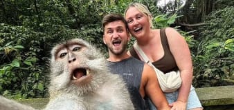 Going ape: Monkey takes ‘selfie’ with British tourists
