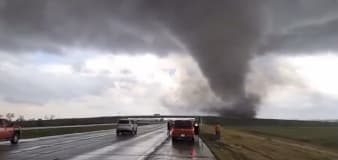 Watch: Storm chaser captures tornado tearing across Nebraska highway